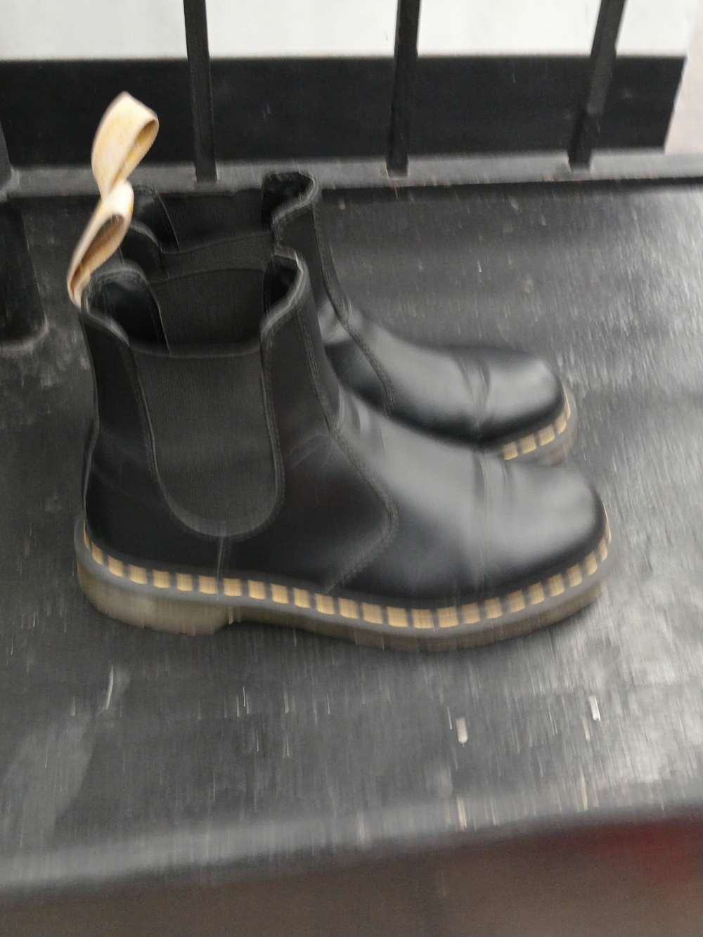 Dr. Martens Black Chelsea Boots with Yellow Stitching